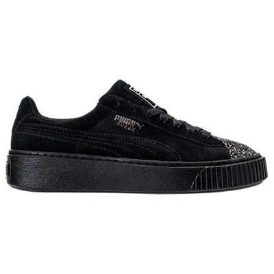 Shop Puma Women's Suede Platform Crushed Jewel Casual Shoes, Black