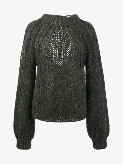 Ganni Julliard Open-back Mohair And Wool-blend Sweater In Grey | ModeSens