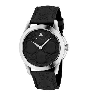 Shop Gucci Watch G-timeless Watch Case 38 Mm With The Engraved Gg Monogram In Black