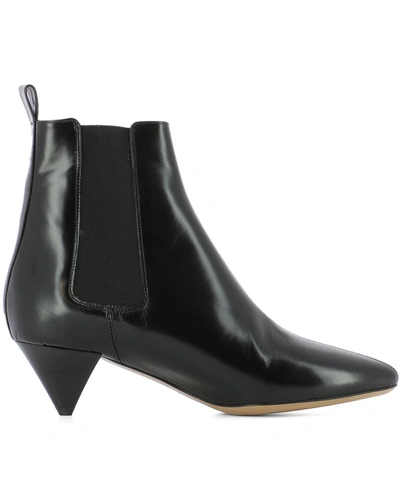 Shop Isabel Marant Black Leather Heeled Ankle Boots