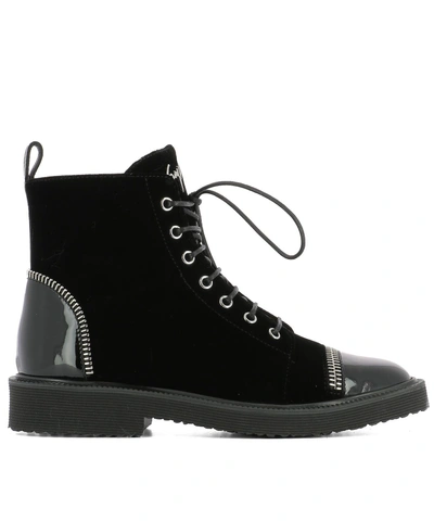 Shop Giuseppe Zanotti Black Velvet Ankle Boots