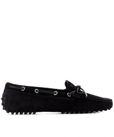 Shop Tod's Black Suede Loafers