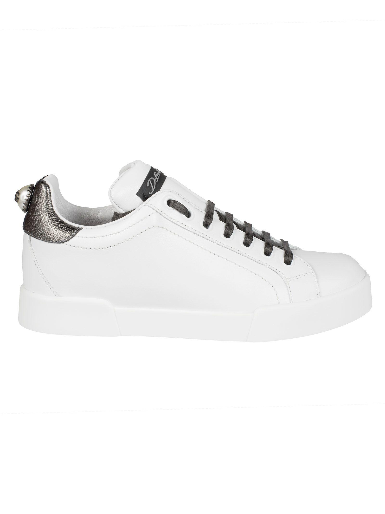 Dolce & Gabbana Portofino Sneakers In White-silver | ModeSens