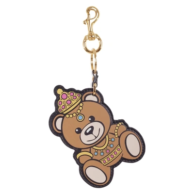 Shop Moschino Teddy Bear Leather Key Holder In Multicolor