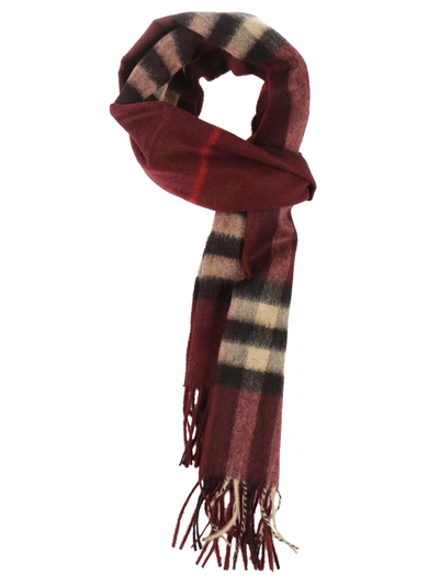 Shop Burberry Checked Scarf In Red