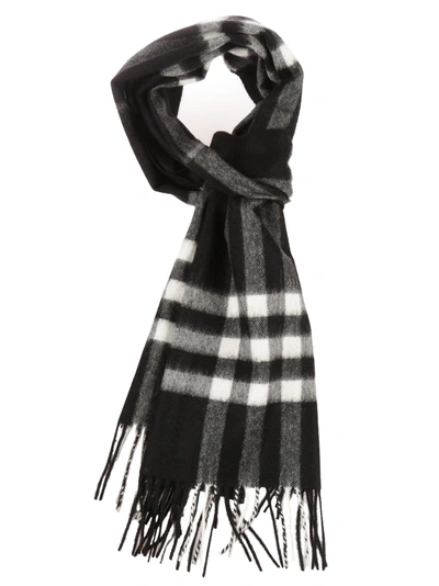 Shop Burberry Checked Scarf In Black