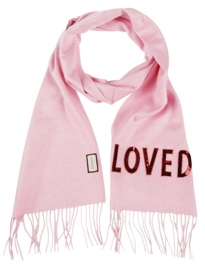 Shop Gucci Loved Scarf In Pink