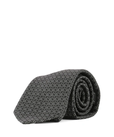 Shop Ferragamo Grey Silk Tie