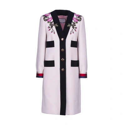 Shop Gucci Gg Web Embroidered Coat In White