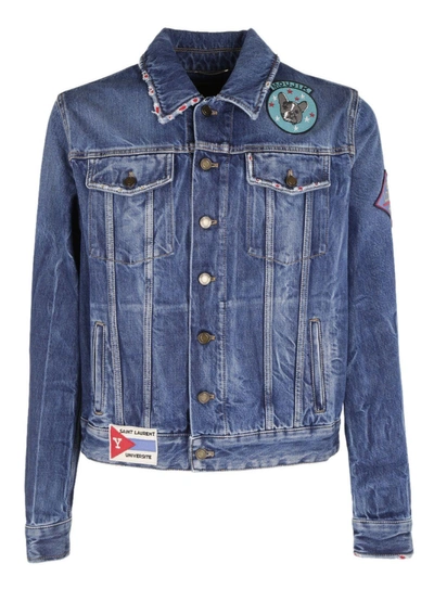 Shop Saint Laurent Multi-patch Jacket In Denim