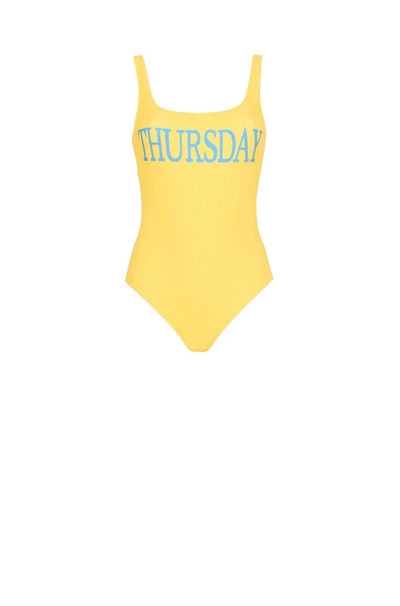 Shop Alberta Ferretti Wednesday Swimsuit In Yellow & Orange