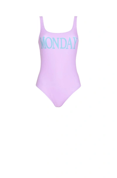 Shop Alberta Ferretti Wednesday Swimsuit In Pink & Purple