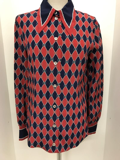 Shop Gucci Rhombus Print Shirt In Bluette