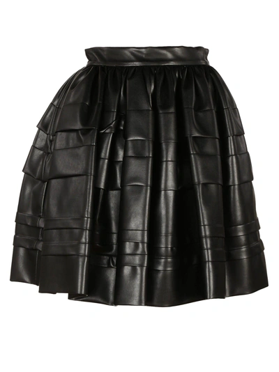 Shop Ermanno Scervino Embossed Stripes Full Skirt In Black