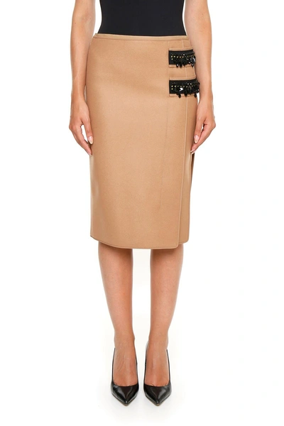 Shop N°21 Skirt With Rhinestones In Cammellobeige