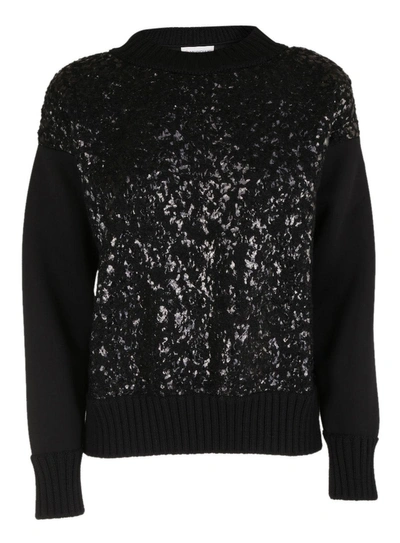 Shop Moncler Cracked Patent Effect Sweater In Nero