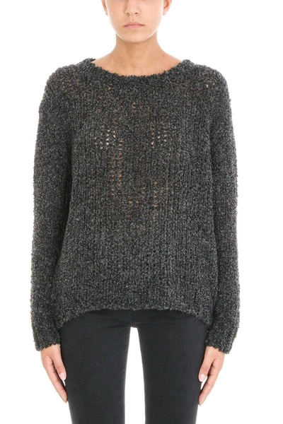 Shop Iro Crescent Open Knit Sweater In Grey