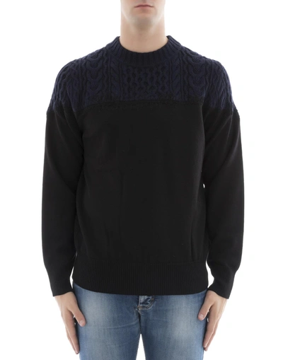 Shop Sacai Black Wool Sweatshirt