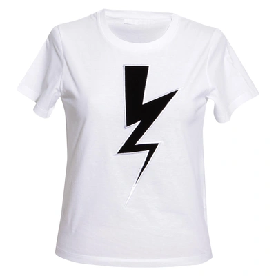 Shop Neil Barrett Cotton T-shirt In White - Black