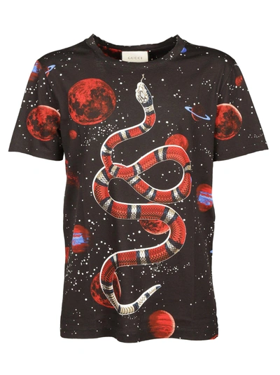 Gucci Space Snake Print Cotton Jersey T-shirt In Black | ModeSens