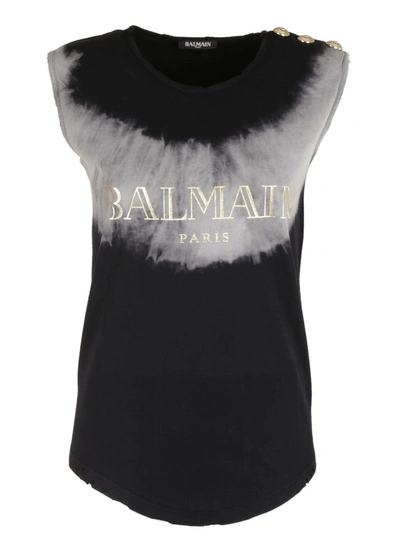 Shop Balmain Branded Sleeveless T-shirt
