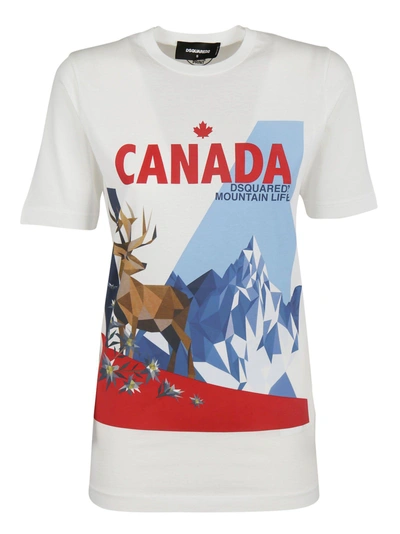 Shop Dsquared2 Canada Mountain Print T-shirt In White