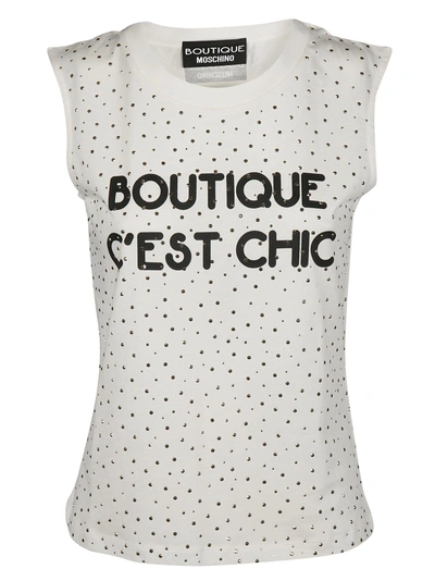 Shop Boutique Moschino Dotted Tank Top In White