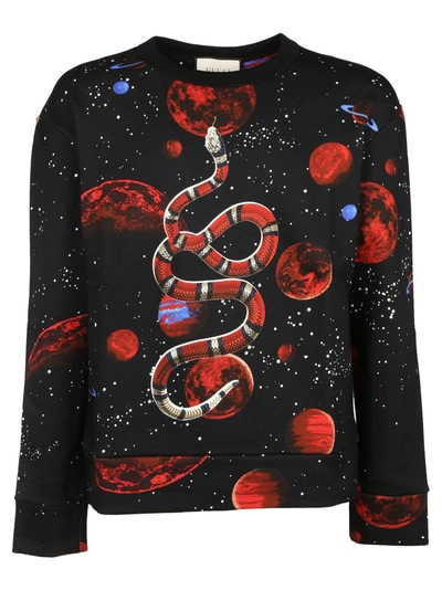 udbrud Diverse matron Gucci Space Snake-print Cotton-jersey Sweatshirt In Black Multi | ModeSens