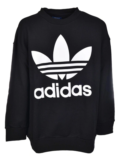 Shop Adidas Originals Logo Sweatshirt In Black