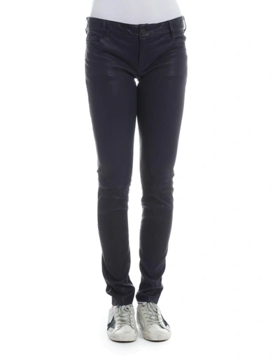 Shop Drome Navy Leather Pants In Blue