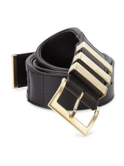 Shop Balmain Leather Belt In Black