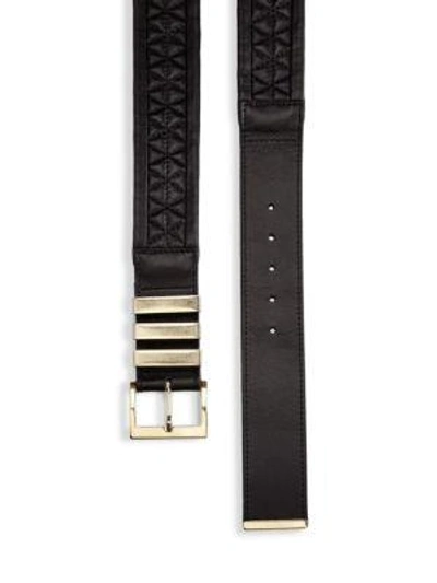 Shop Balmain Leather Belt In Black