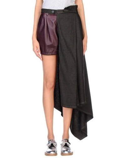 Shop Isabel Benenato 3/4 Length Skirt In Dark Green