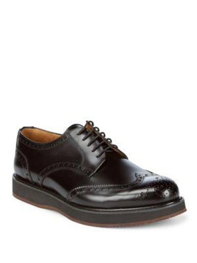 Shop Valentino Nero Brogue Wingtip Leather Dress Shoes In Black
