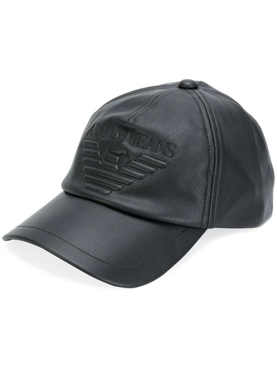 Shop Armani Jeans Embossed Logo Cap - Black