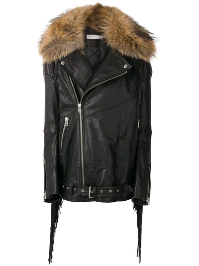 Shop Faith Connexion Jacket With Fringe And Racoon Fur Collar