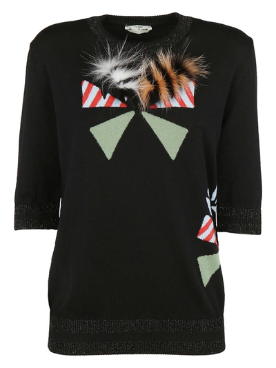 Shop Fendi Appliqué Round-neck Pullover