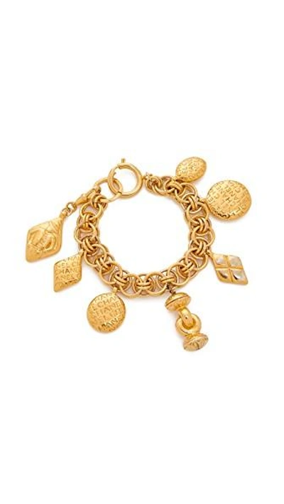 Shop Chanel Charm Bracelet (previously Owned) In Yellow Gold