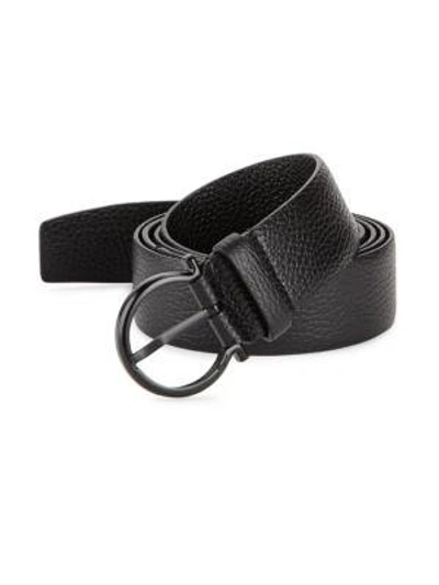 Shop Ferragamo Men's Gancio Buckle Belt With Extended Strap In Black