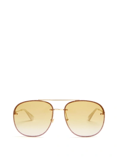 Gucci Glitter embellished Aviator Sunglasses In Yellow Multi