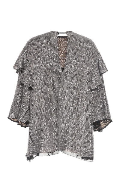 Shop Isabel Marant Basile Ruffled Sequin Top In Silver