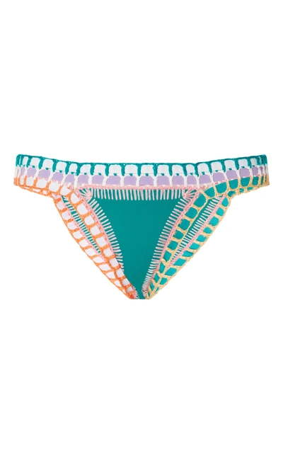 Shop Kiini Liv Crochet-trimmed Triangle Bikini Bottoms In Green