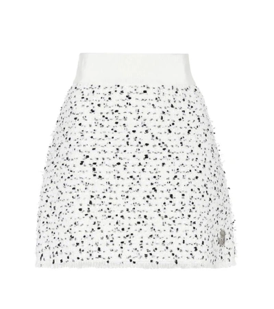 Shop Moncler Russell Wool-blend Tweed Skirt In White