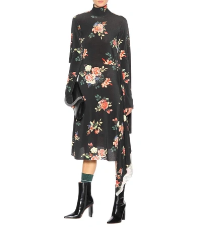 Shop Vetements Floral-printed Dress In Black