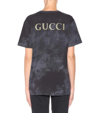 Gucci Printed Tie-dyed Cotton-jersey T-shirt In Charcoal | ModeSens