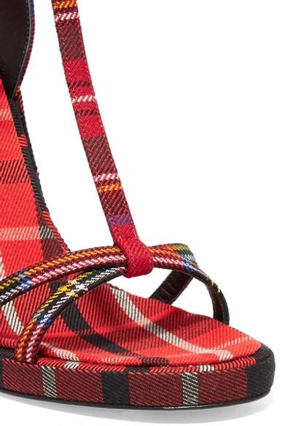 Shop Burberry Tartan Wool-canvas Sandals In Red