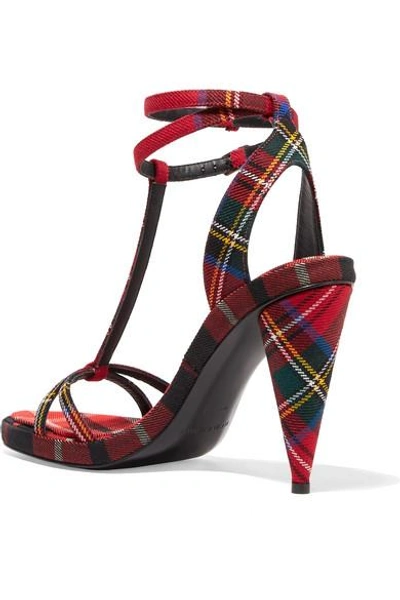 Shop Burberry Tartan Wool-canvas Sandals In Red