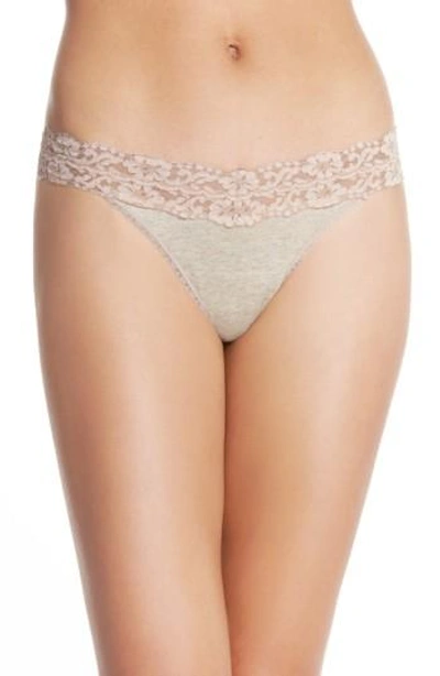 Shop Hanky Panky 'heather' Jersey Low Rise Thong In Oatmeal/ Taupe/ Vanilla
