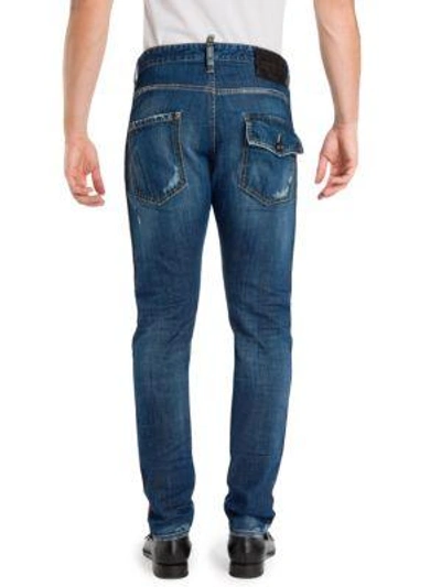Shop Dsquared2 Classic Kenny Skinny-fit Distressed Jeans In Navy
