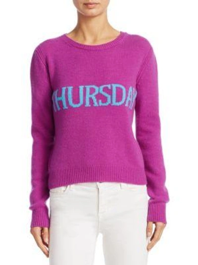 Shop Alberta Ferretti Cropped Wool & Cashmere Thursday Sweater In Purple-blue